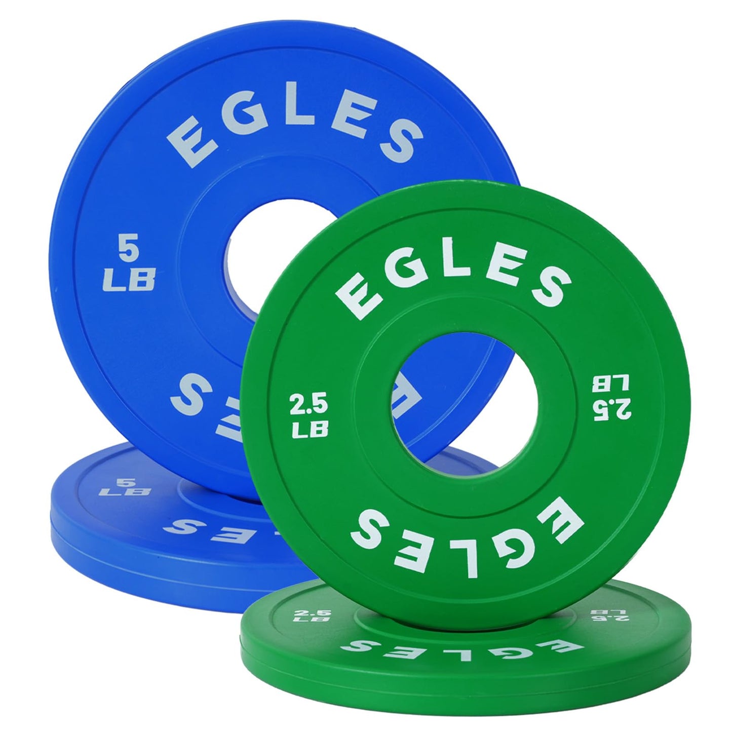 EGLES Change Plates Set 15LB- Green&Blue Rubber-Coated Weight Plates in Pairs, Olympic Bumper Plates, Color-Coded, IWF Standard, Fit 2-Inch Barbells Strength Training Weight Plates Gym & Fitness