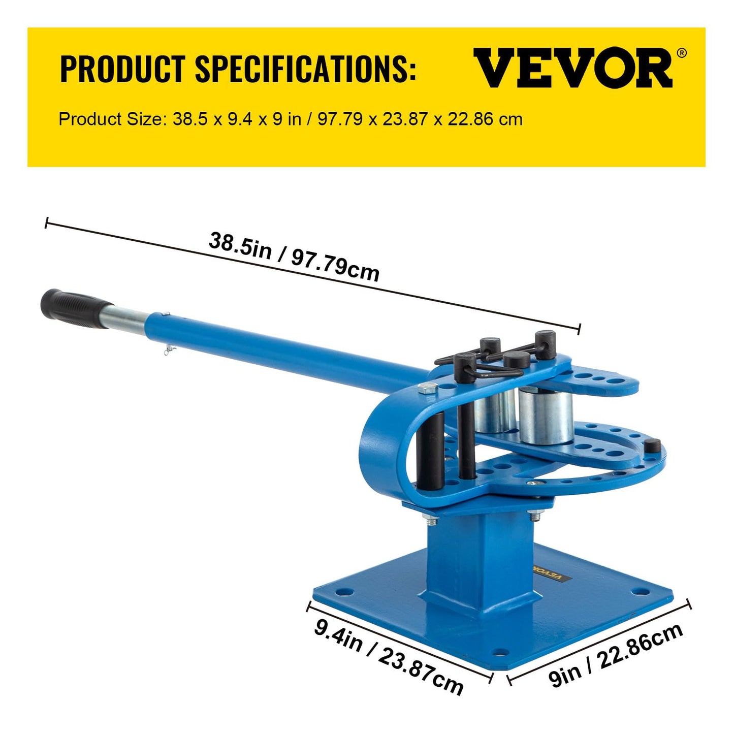 VEVOR YP-9 Manual Bender, 1” - 2“ High Capacity Round Square Bar Metal Bender with 7 Bending Dies, Metal Rod Bar Bender Bending Tool for Construction Site Auto Repair