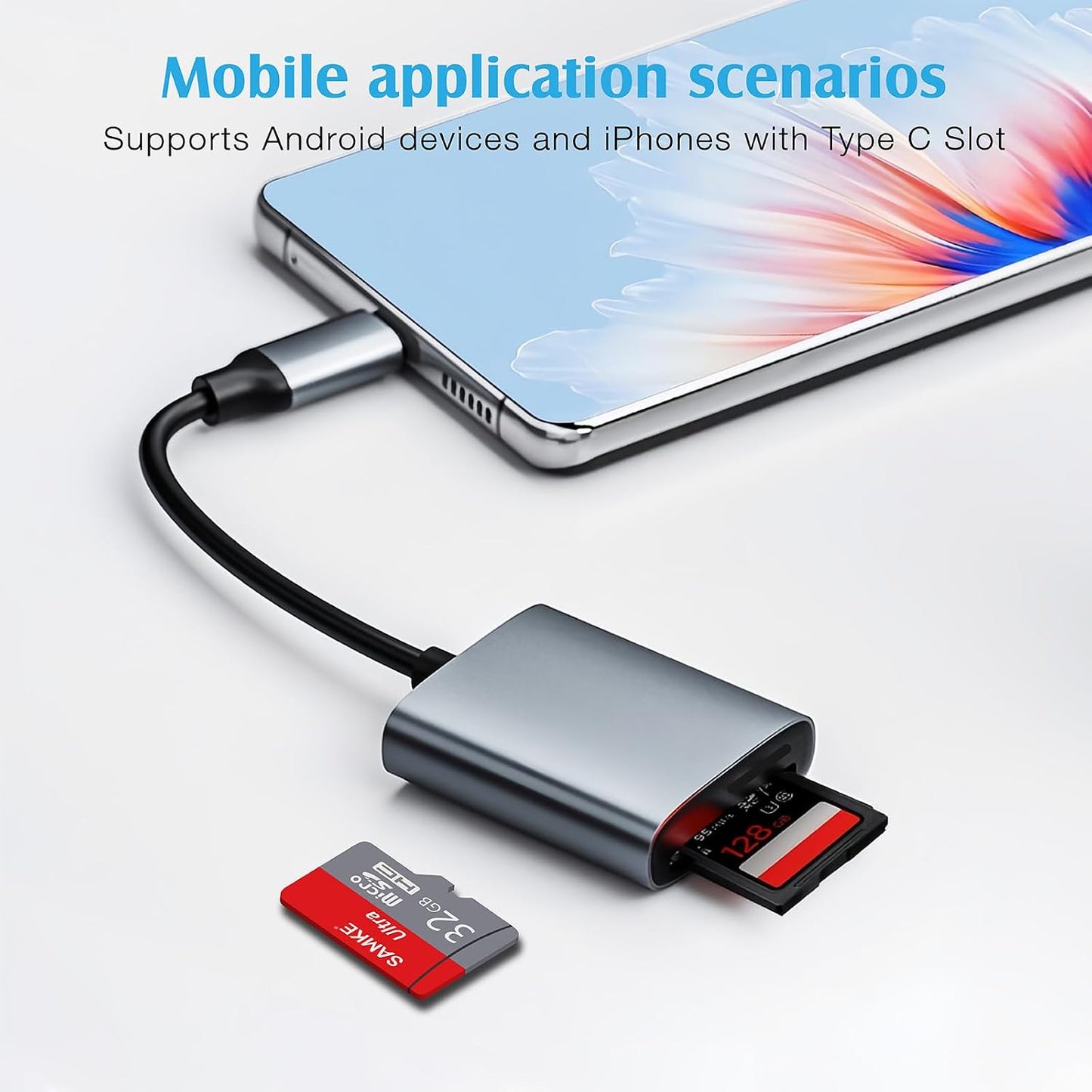 SAMKE 2-in-1 SD/SDHC/SDXC/MMC/Card, 3.0 15, USB C SD TF Card Reader, Micro SD Memory Card Reader for TF SD/Micro USB SD