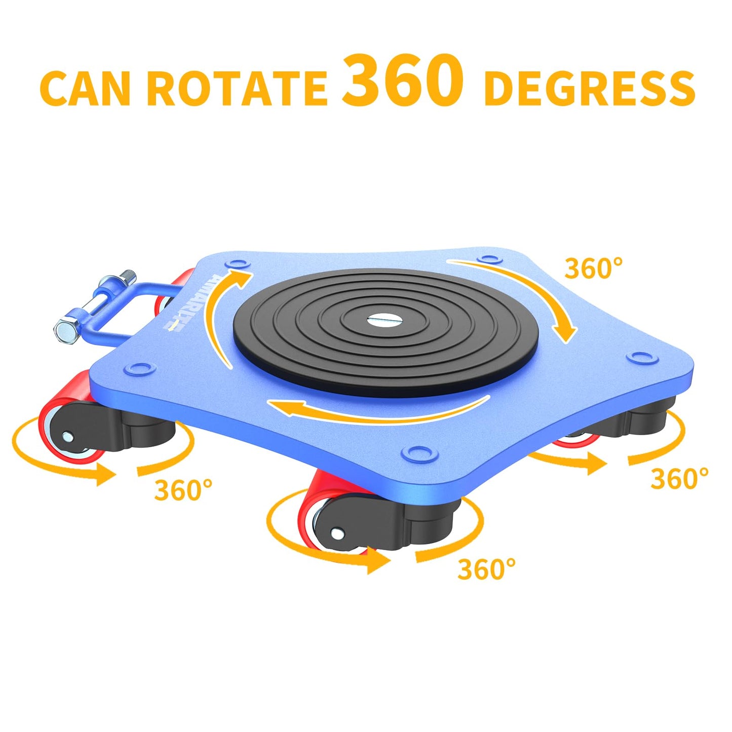 Amarite Heavy Duty Machine & Machinery Skates 8800 lbs - Integrated Casting Frame with 5X 360° Swivel Rollers for Industrial Moving