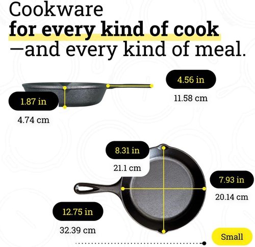 Lodge Seasoned Cast Iron Skillet Set - PFAS-Free Non-Toxic Cookware | Naturally Non-Stick - 8, 10.25 & 12 Inches