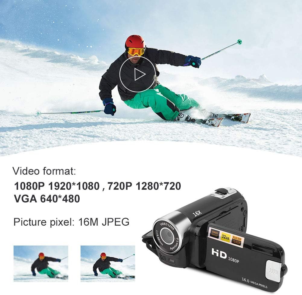 Focket 16X 2.7in 16MP 128GB Digital Zoom Video Camera Camcorder, LCD Screen Digital Camera Recorder Vlogging Camera
