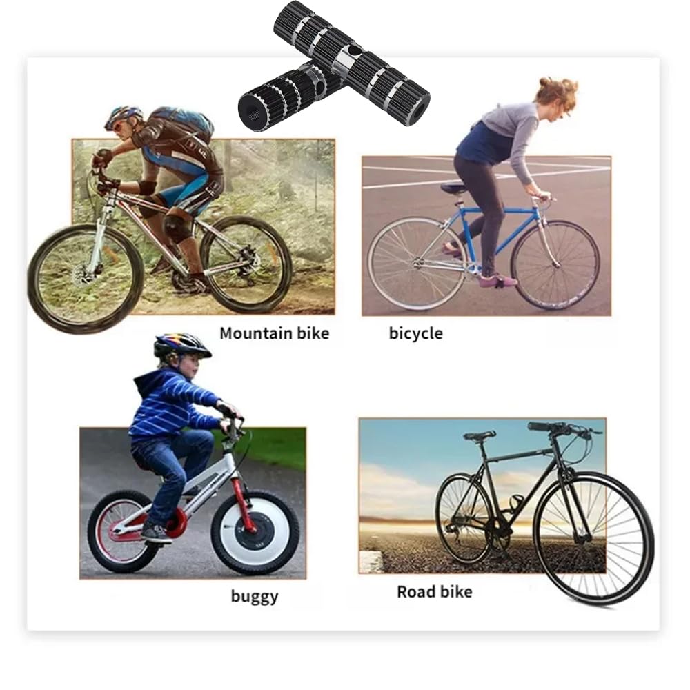 YehVeh 2 Pack Bike Pegs Bicycle Rear Pedals Footrest Aluminum Anti-Slip Feet Rest Mount Stands Foot Peg for BMX Mountain Bike Kids Rear Seat Cycling Fit 9MM 3/8 Inch Axis