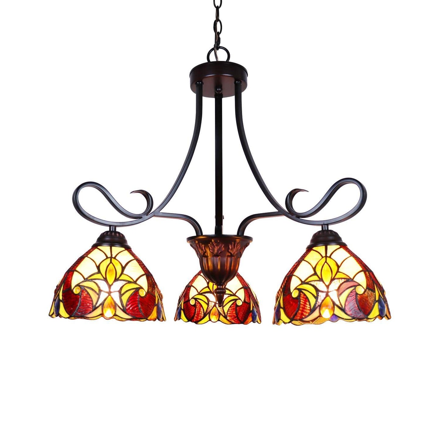 Chloe Lighting Adia Mini Chandelier 3 Light Dark Bronze 25in Wide Multicolor Glass Model CH38632AV25-DD3