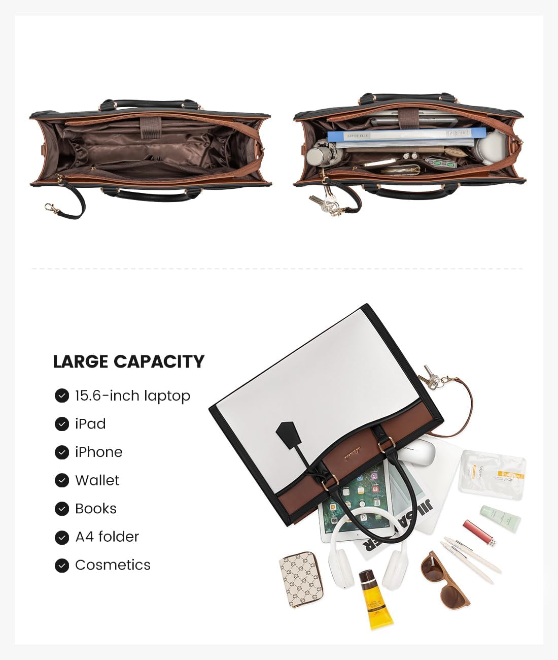 15.6 inch LOVEVOOK Laptop Tote Bag for Women, Office Work Bag Briefcase fit for Laptop, Large Capacity Teacher Bag