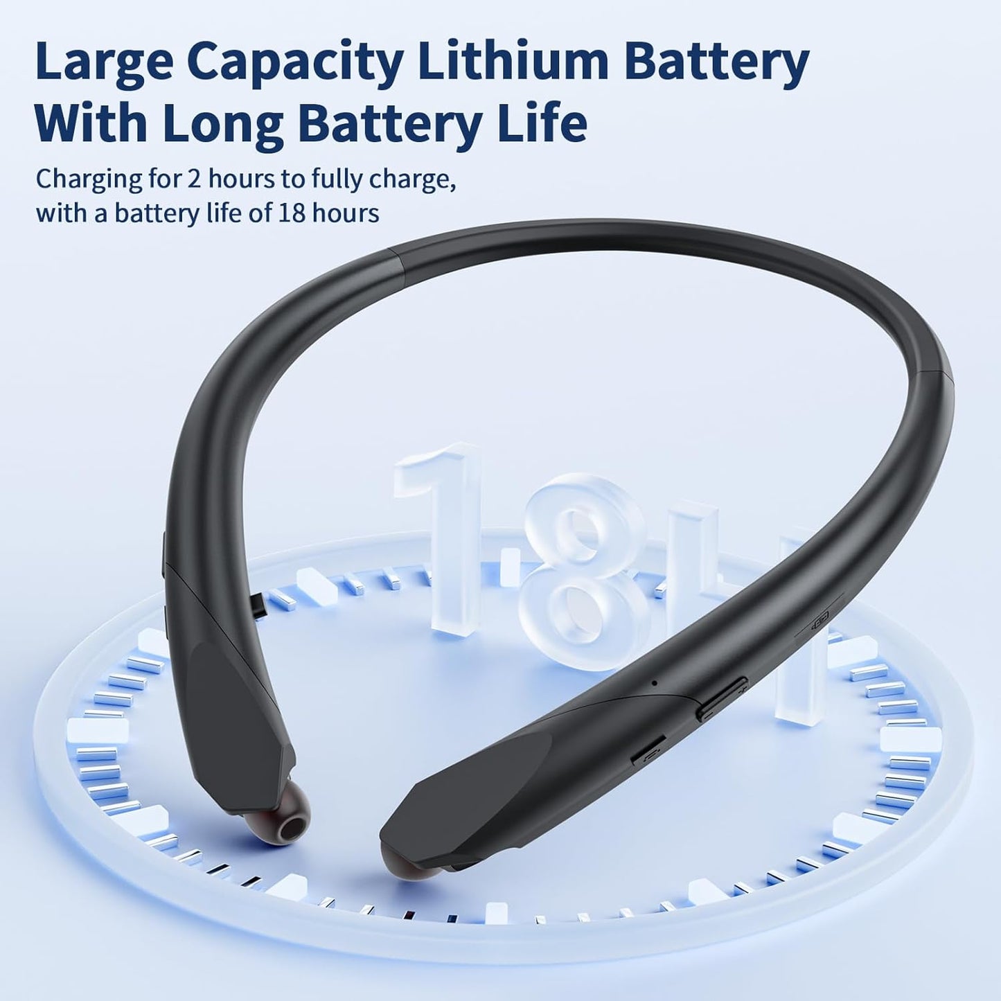 ZIQOPGD Headset IPX5 Neckband Bluetooth Headphones, Retractable Wireless Bluetooth Earbuds with Microphone, Sweatproof