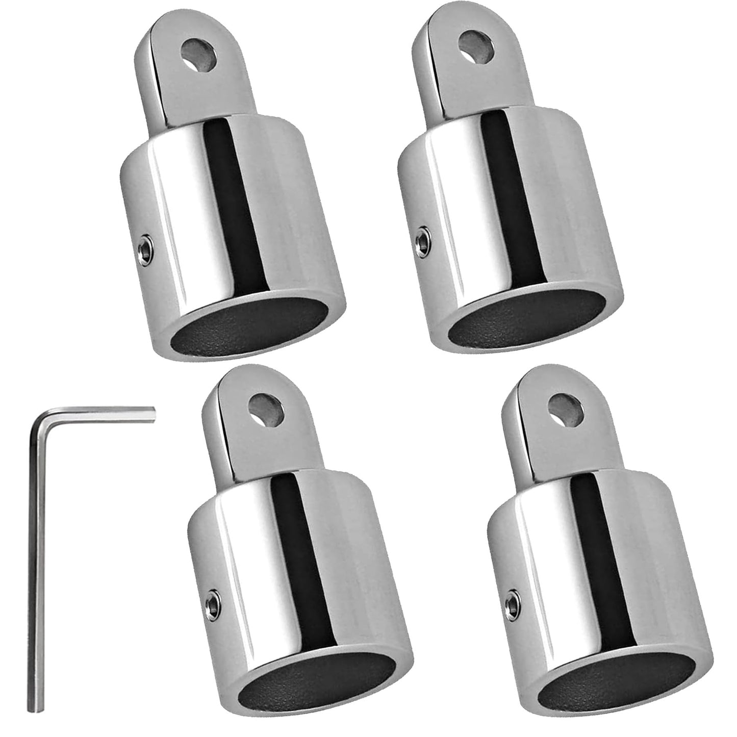 Laorde 316 Stainless Steel Bimini Top Eye End Cap 7/8 inch and 1 inch Marine Grade Heavy Duty Bimini Top Parts for Boats with L Shape Hex Key (1 inch 4 Pack)