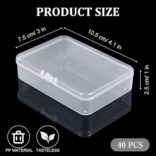 LECEHIVO Clear Plastic Beads Storage Containers - 40 Pcs Jewelry Box with Lids & Stickers | 4.1 x 3 x 1 Inch
