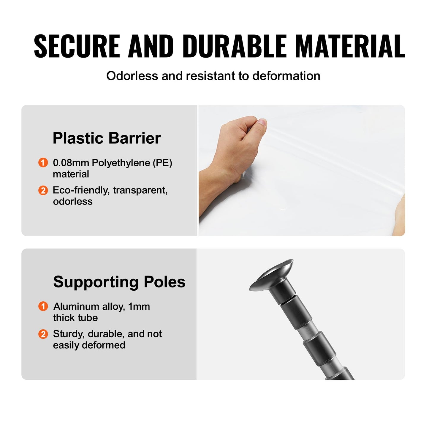 VEVOR Dust Barrier Poles, 10 Ft Telescoping System with 4 Poles, Carry Bag, and 32.8x13.12 Ft Plastic Film for Interior Decoration and Painting