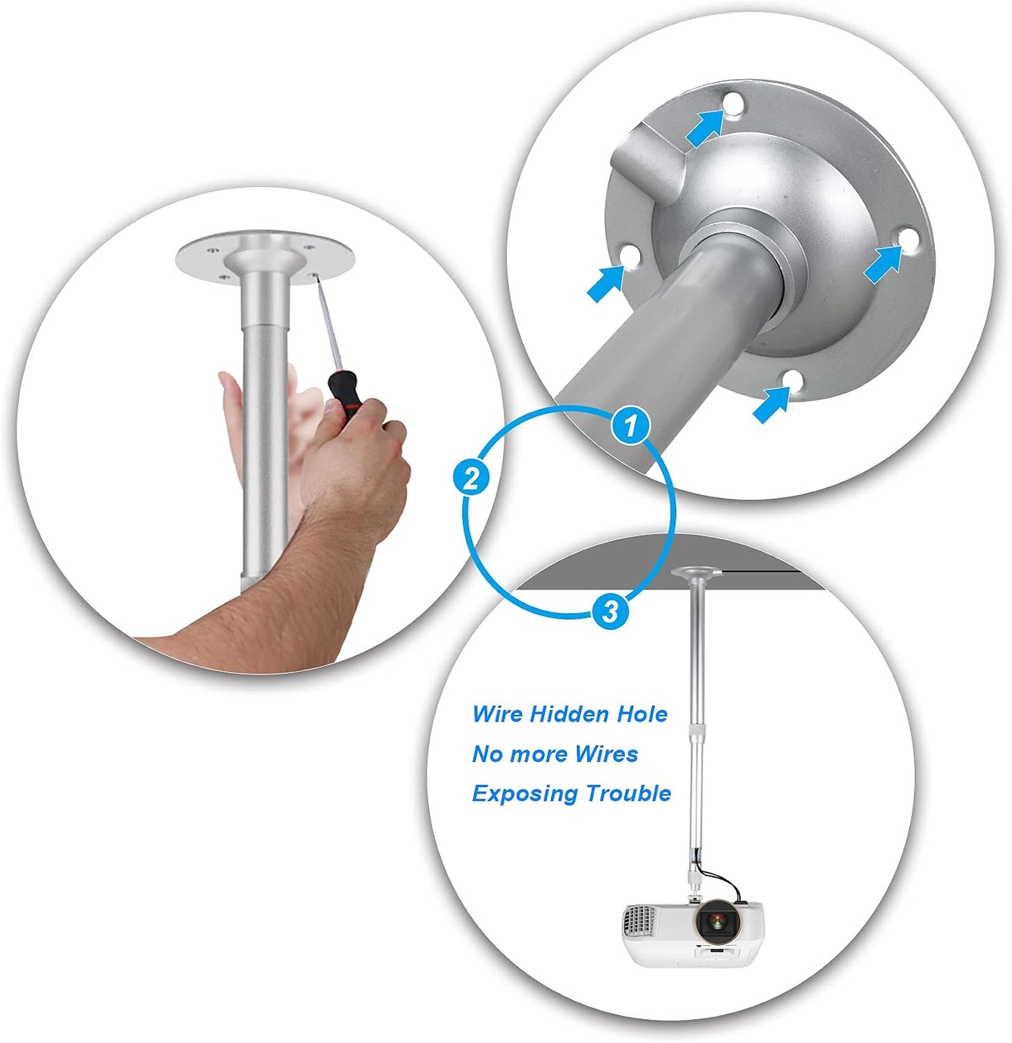 YiePhiot 15-24in Universal Projector Mount - Extendable Height Wall Hanger for DLP & Video Projector