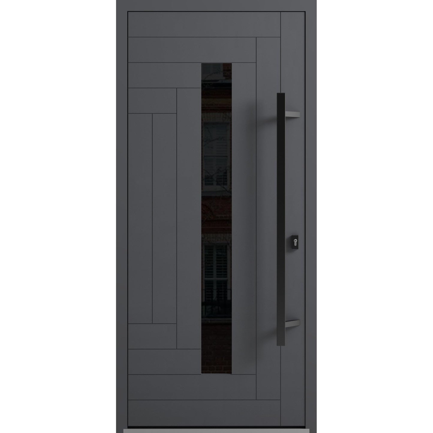 VDOMDOORS Front Exterior Prehung Steel Door/Ronex 0130 Grey/Entry Metal Modern Painted W36 x H80 Left Hand Inswing
