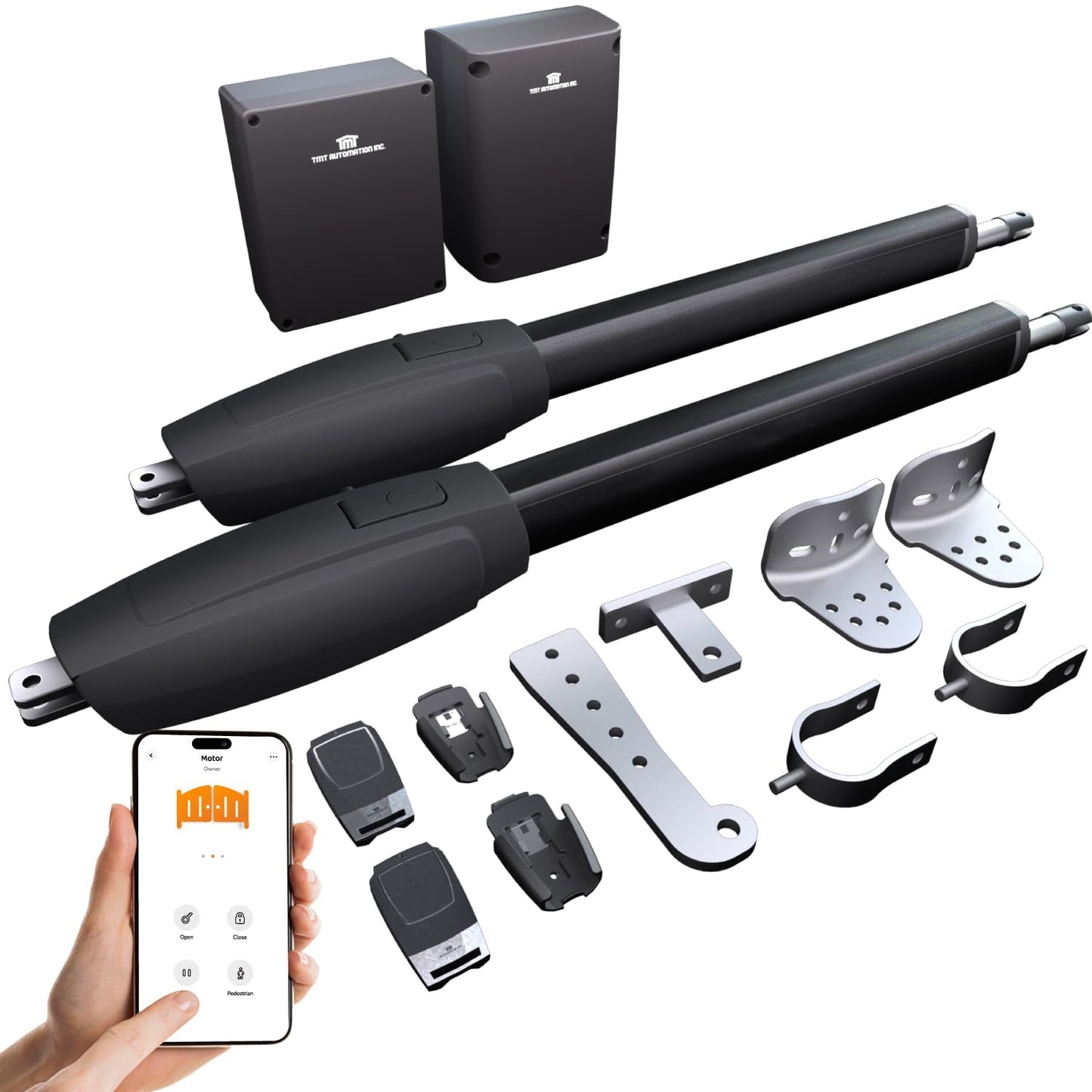 TMT Clifford 500 Premium Dual Automatic Gate Openers Up to 20ft and 1200lb Heavy Duty Swing Gate, Gate Opener with Remote Complete Kit, Electric Gate Opener for Driveway (App Compatible)