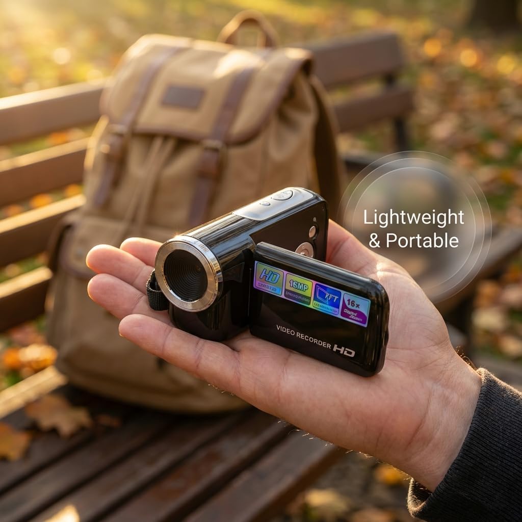 Myrbek 16X 1.8 Inch Digital Camcorder, Digital Zoom Colourful Display Screen, High Definition Camera Image Video