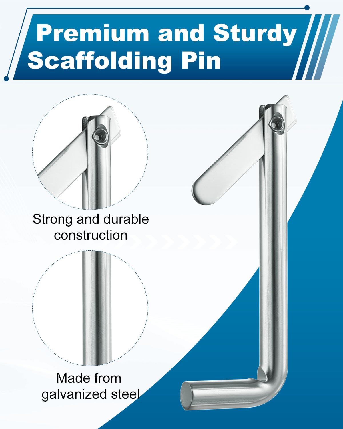 AOKLIT 50Pcs Galvanized Steel Scaffolding Toggle Pins, Scaffold Metal Locking Pins for Architecture, Furniture Installation, and Home DIY