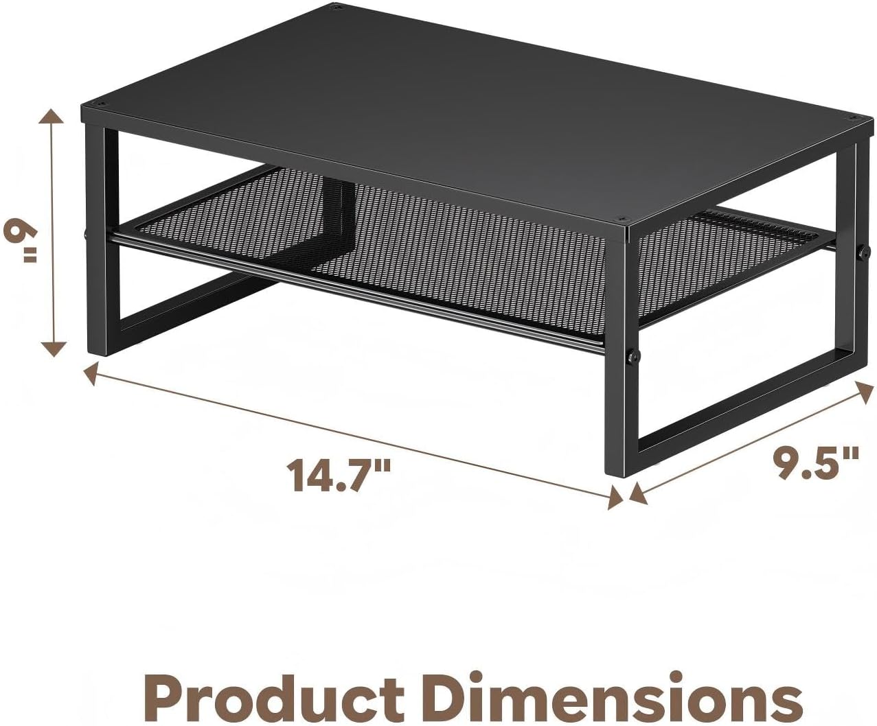 2-Tier Ekisemio Computer Monitor Stand Riser, Desk Organizer for Monitor, Black