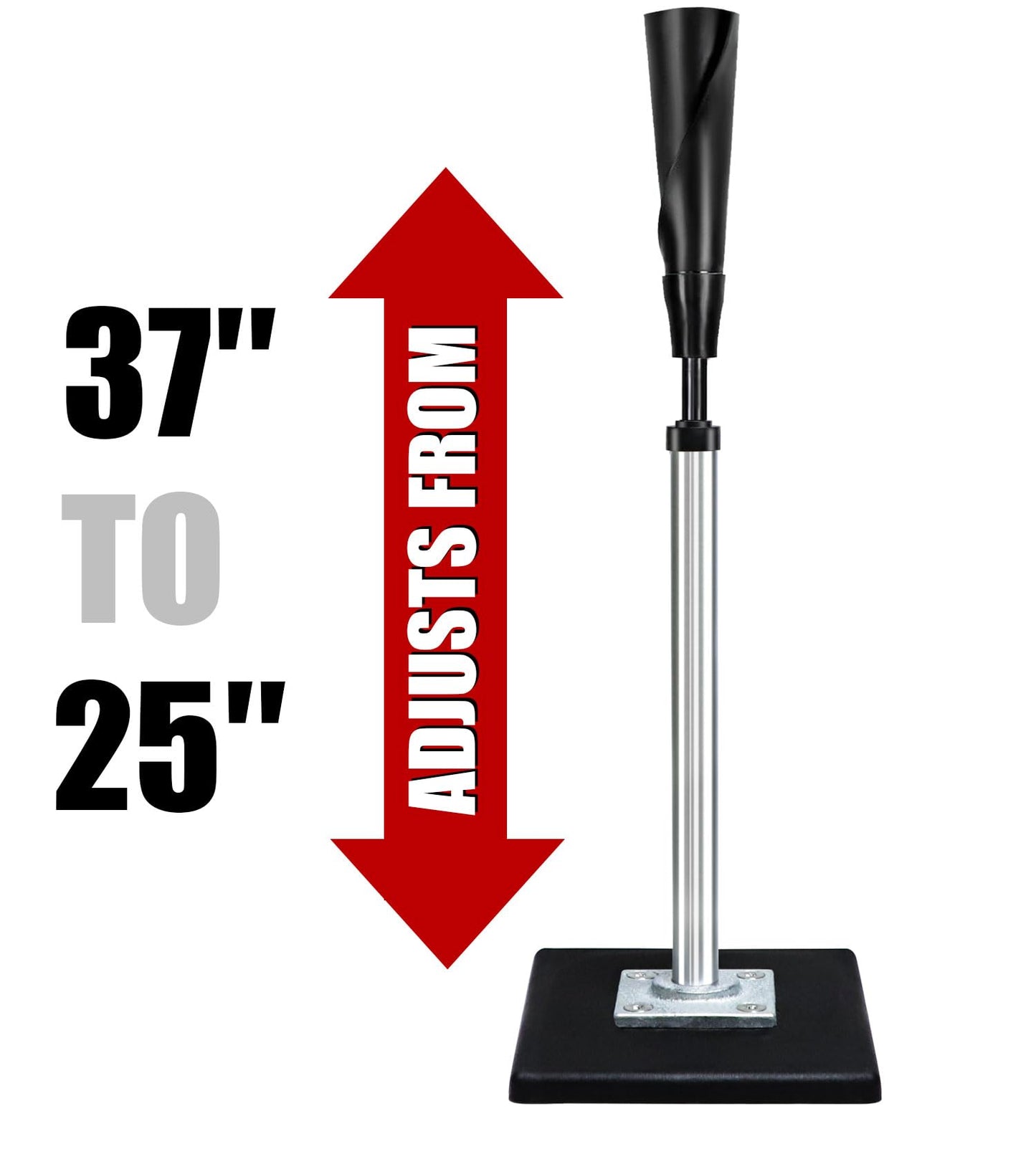 LOMGWAYS Baseball/Softball Tee-Height Adjustment 25"-37", Portable Baseball Batting tee with Removable Rubber Top, Heavy Weight Base and Carry Bag for All Ages, Easy to Assemble and Transport