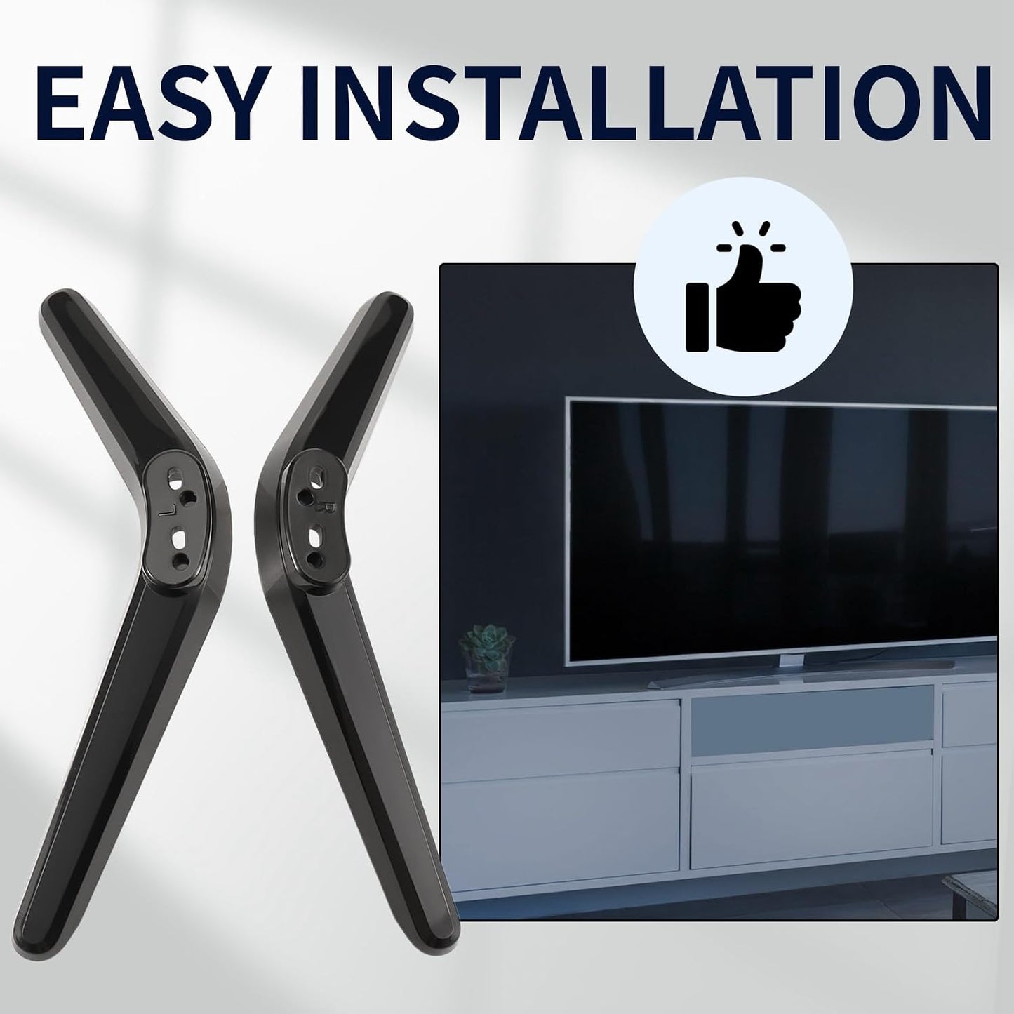 ModFurne 17mm-20mm Universal TV Stand, Table Top TV Stand Base Replacement, TV Base Pedestal Feet TV Stand Mount Legs