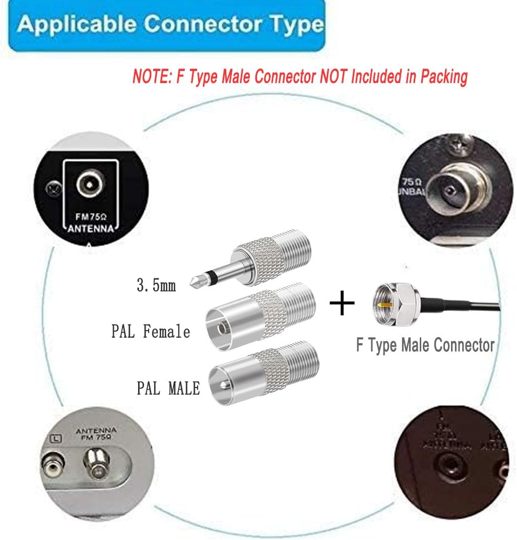 Woostars FM Radio Dipole Antenna Connector Adapters