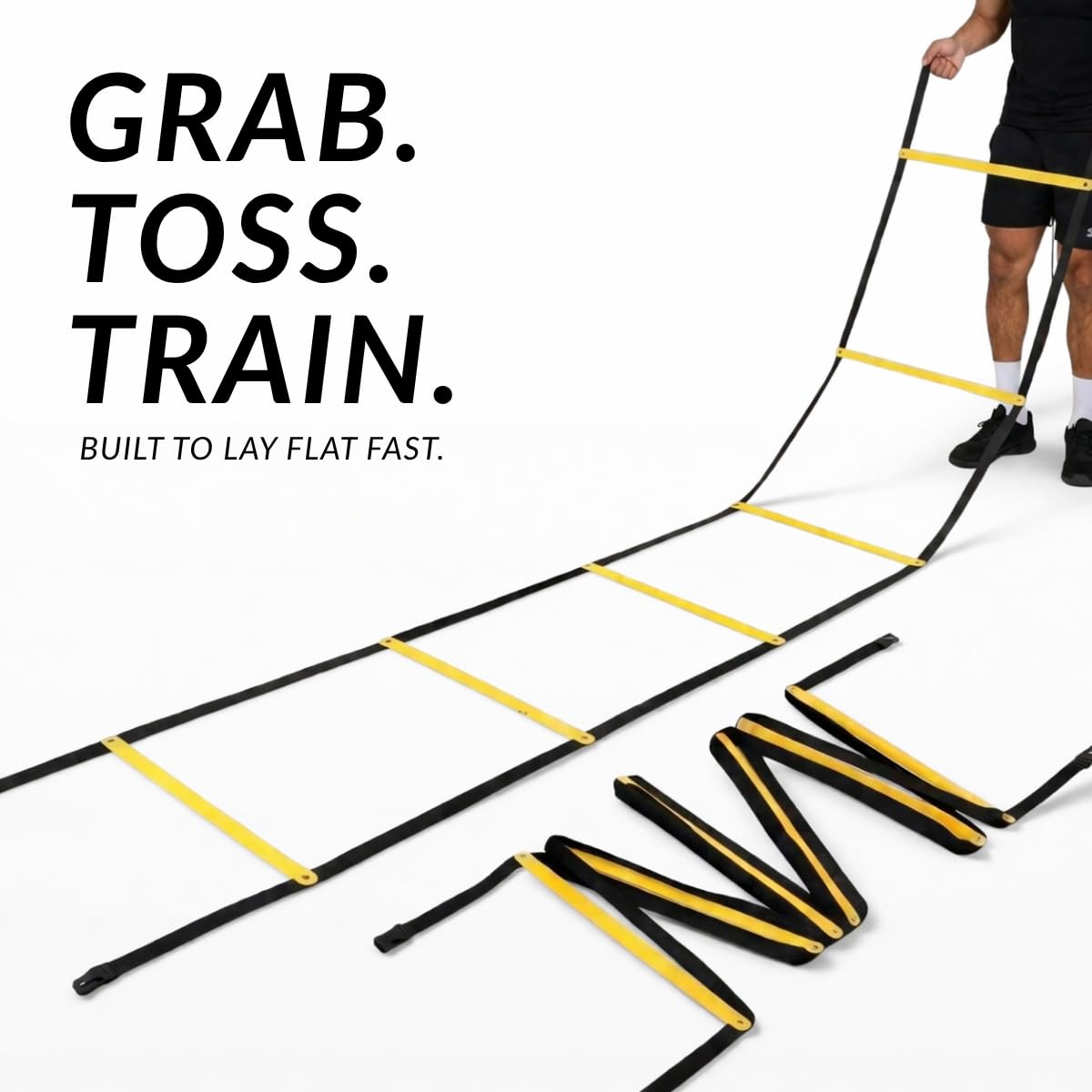 SOFTSOUL Tangle Free Agility Ladder, 12 Fixed Rungs, Heavy Duty Speed & Footwork Training Ladder for Football Soccer Basketball Drills, Portable Exercise Ladder for Kids, Youth & Adults
