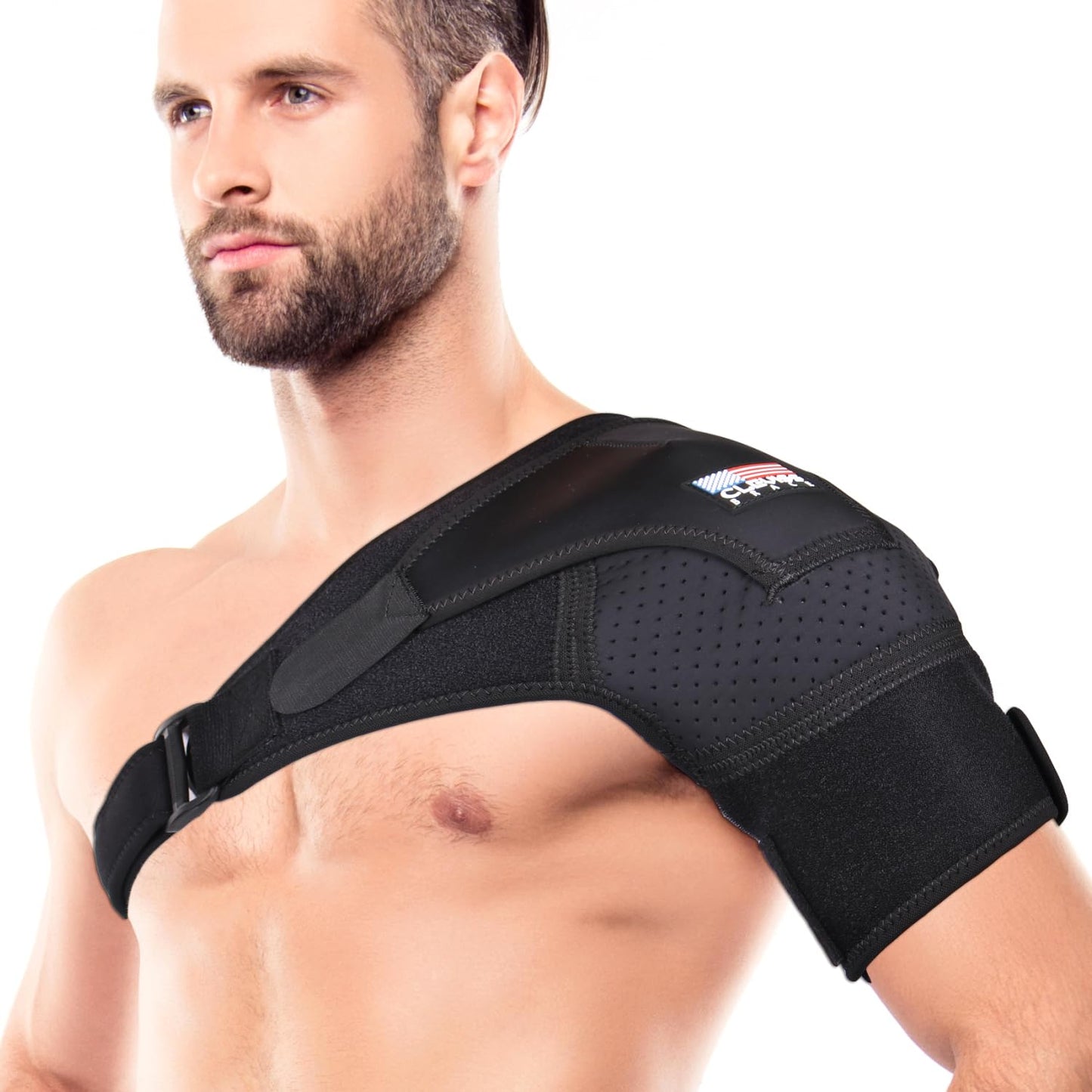 Shoulder Brace for Rotator Cuff - for Bursitis, Dislocated AC Joint, Labrum Tear, Tendonitis,Neoprene Compression Support Sleeve for Men and Women (Black L-XL)