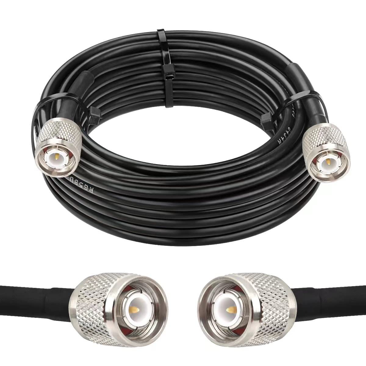 25FT, 50 RG58 MOOKEERF TNC Male to TNC Male Coax Cable Ohm Coaxial Cable with TNC Connectors for GPS Navigation
