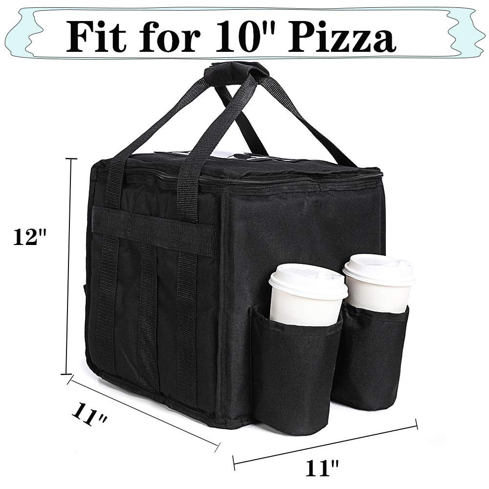 OGEFOTED Large Insulated Food Delivery Bag with Cup Holders, Foldable Pizza Delivery Bags Heavy Duty Food Warmer Grocery Bag for Camping Catering Restaurants