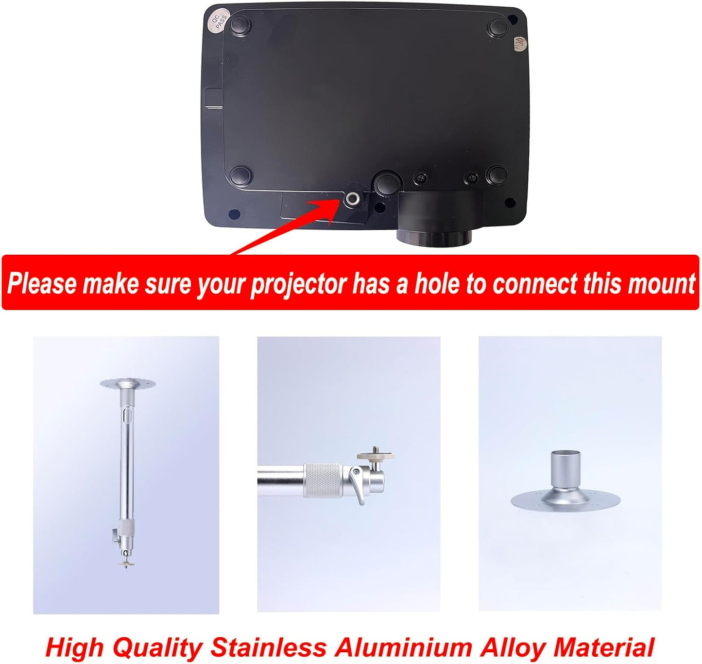 WXLHOTY 11.8 inch 23.6 inch, 11 lbs 360 Universal Projector Wall Ceiling Mount Hanger Adjustable Length from to Load