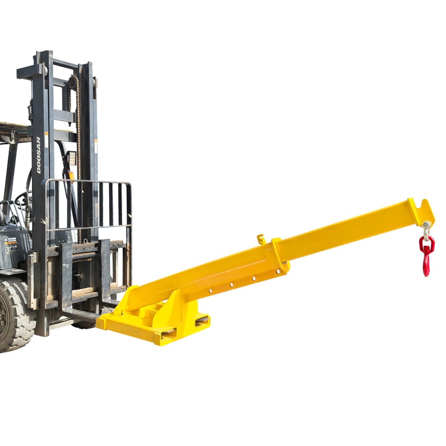 TECHTONGDA 11000LB/5T Capacity Forklift Jib Boom Crane, Forklift Mobile Crane Hoisting Attachment, Max Adjustable Boom Length 96.5 Inch, Towing Handling Equipment with Adjustable Hook Points