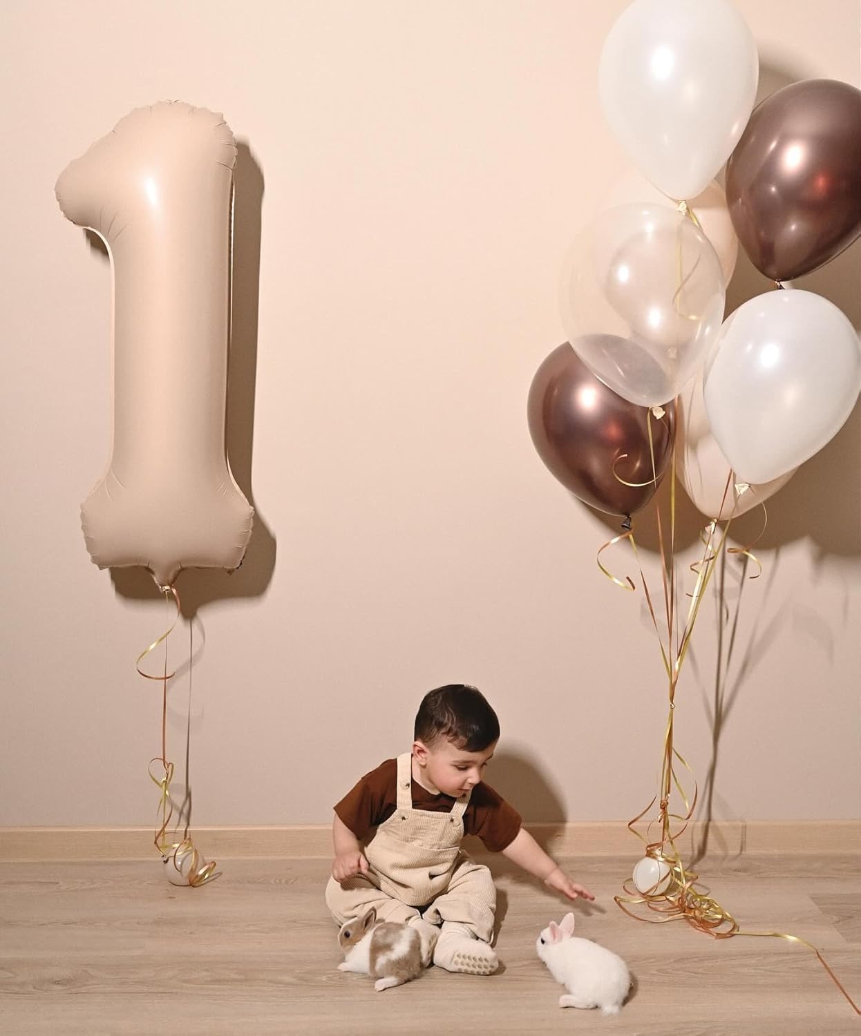 Skiennix 40-Inch Light Brown Number 1 Balloon - Perfect First Birthday Decoration for Kids