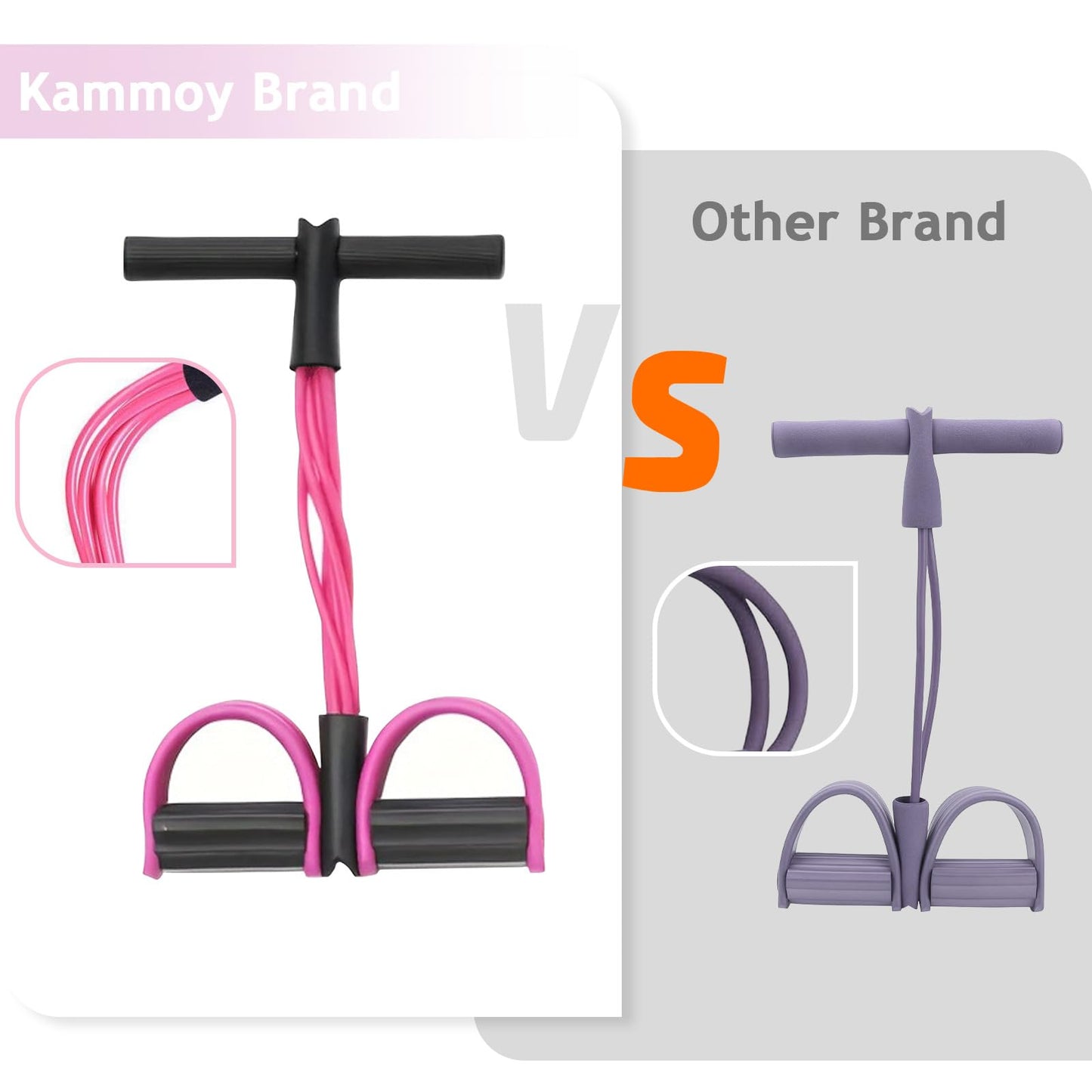 Kammoy 6-Tubes Tension Rope, Multifunction Elastic Yoga Pedal Puller Resistance Band, Natural Latex Tension Rope Fitness Equipment, for Abdomen, Waist, Arm, Leg Stretching Slimming Training (Pink)