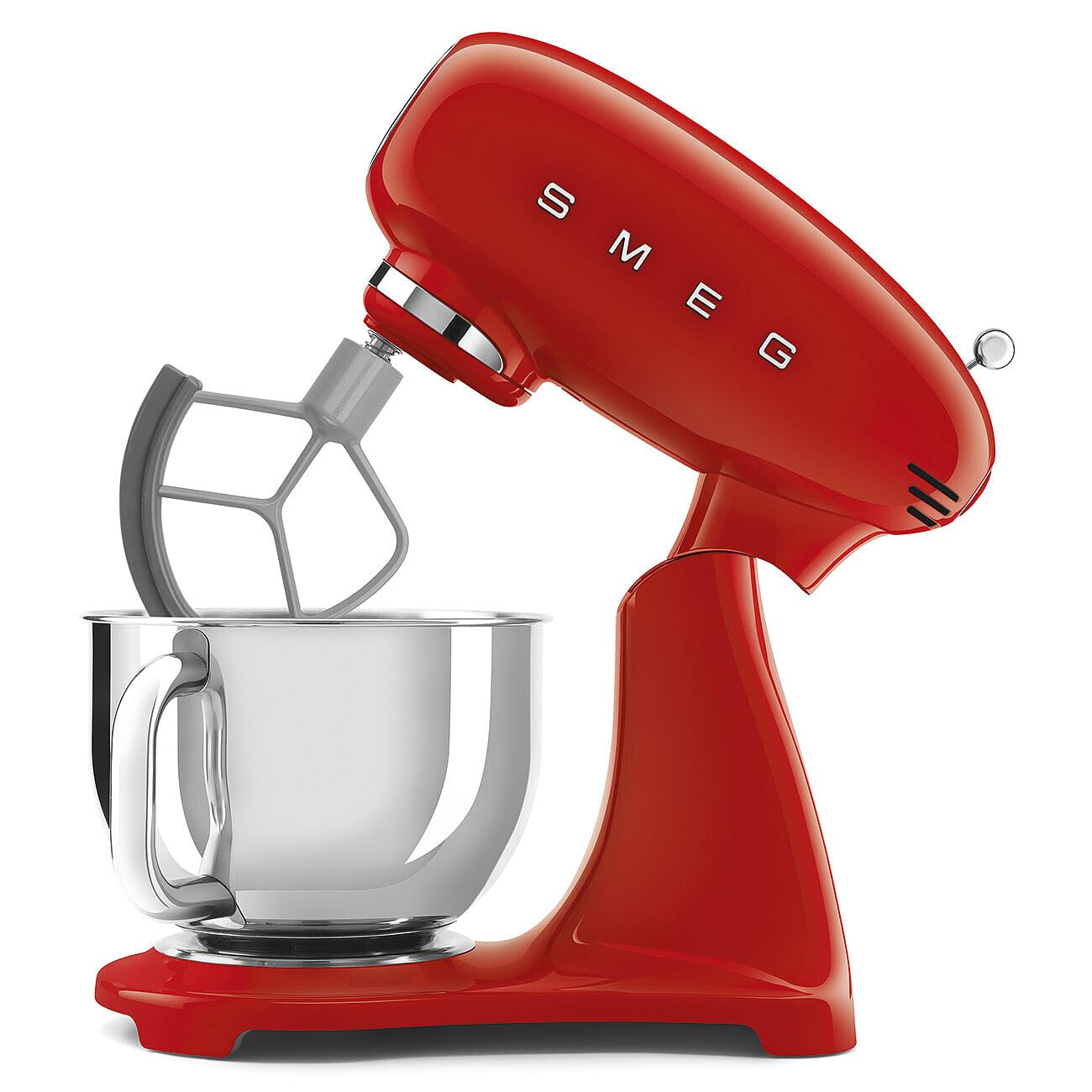 SMEG SMF05 Forte 5-Qt Stand Mixer with 750W Motor, Smooth Start & SteadyMix, Flex Edge Beater, 10 Speeds, Stainless Steel Bowl – Retro 50’s Style Planetary Mixer for Dough, Baking & Desserts-Red