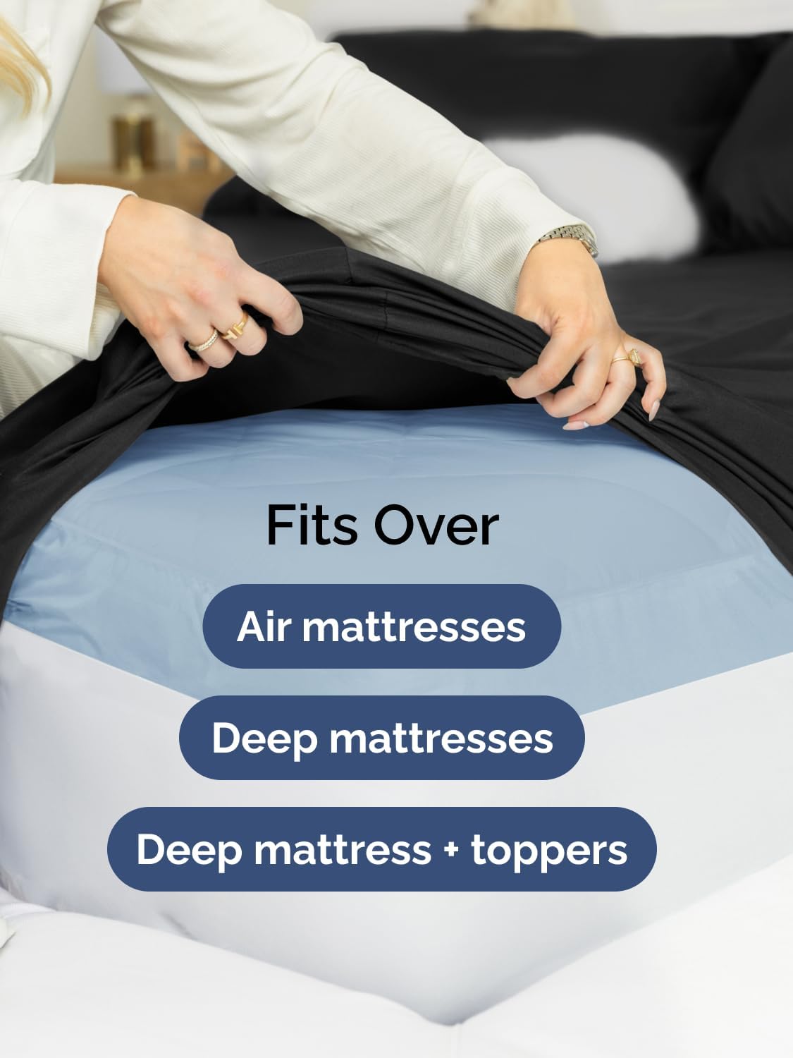 Skiennix Extra Deep King Sheet Set | 6-Piece Breathable Cooling Bedding - Luxurious, Soft, Wrinkle-Free - Black