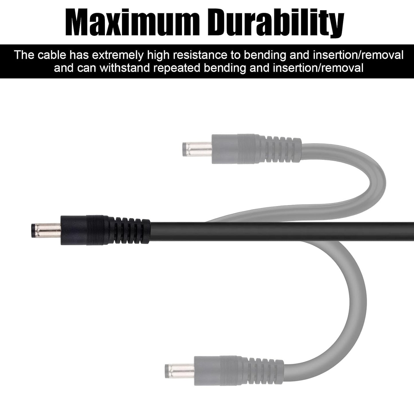 BTFO 4pcs DC5521 16AWG 36V 5.5 2.1mm (50cm/1.64ft Power Pigtails Cables, x DC Male Plug to Bare Wire Open End Cables