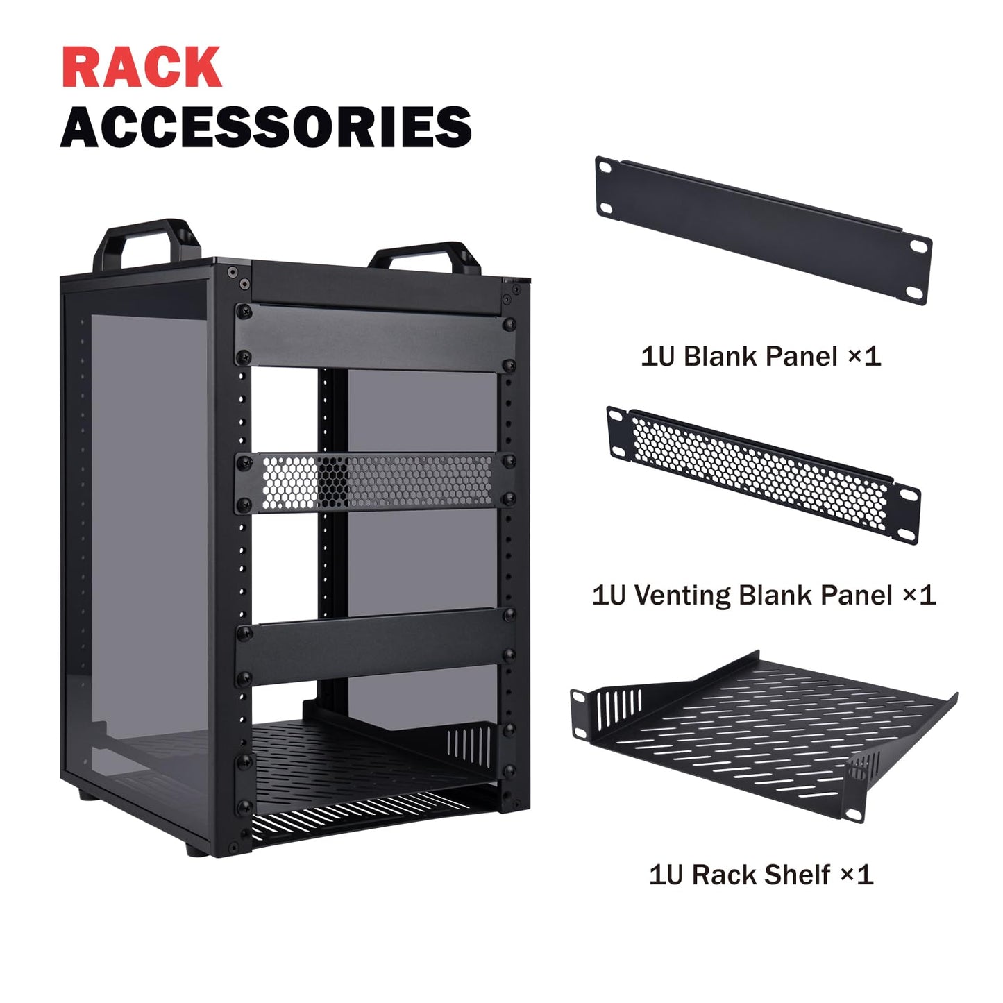 GeeekPi 8U Server Rack Cabinet, DeskPi RackMate T1 Plus,10 inch Network Rack for Servers, Network, A/V Equipment, 10.23inch/260mm Depth (Black)