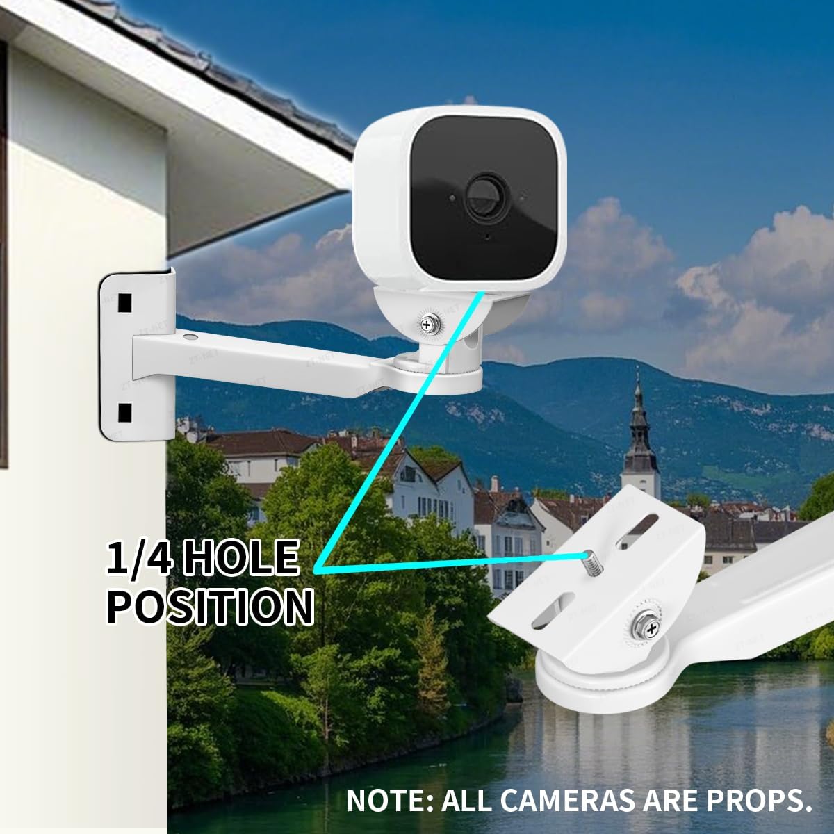 ZT-NET Security Camera Mount Corner Pole Mounting Bracket Universal Heavy-Duty Adjustable Holder for CCTV Cameras