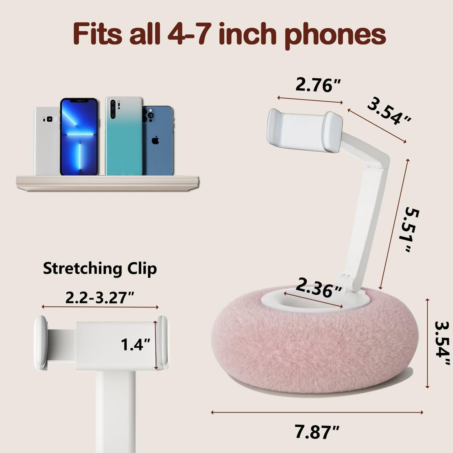 BIVOGID 360Adjustable Height,30% 4-7 Upgraded Phone Holder for Bed,Dual Axis Arm Angle Wider Clamp,Bed Phone Holder
