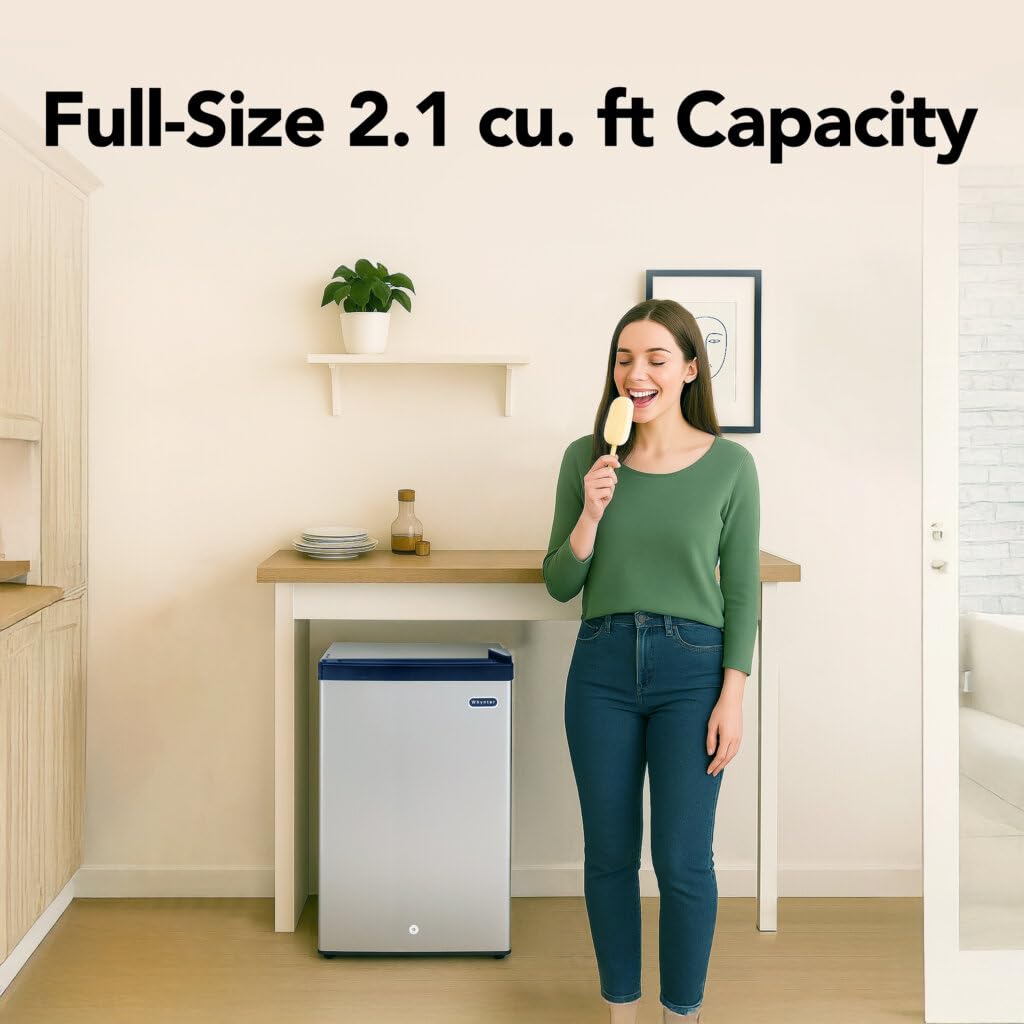 Whynter Upright Freezer with Lock, 2.1 Cu. Ft. Small Freezer Mini Freezer for Bedrooms, Dorms, Garages, Offices CUF-210SS, Stainless Steel Energy Star