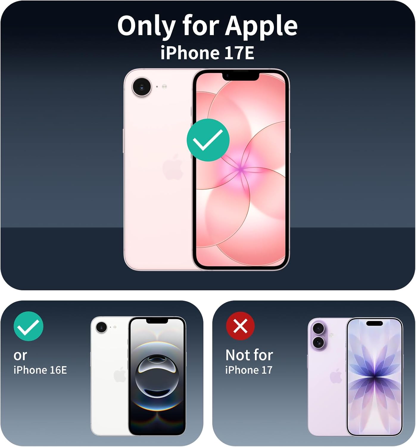 4-Pack 17e/16e, 9H Camera Lens Protector for iPhone Tempered Glass Camera Cover Screen Protector Accessories, HD