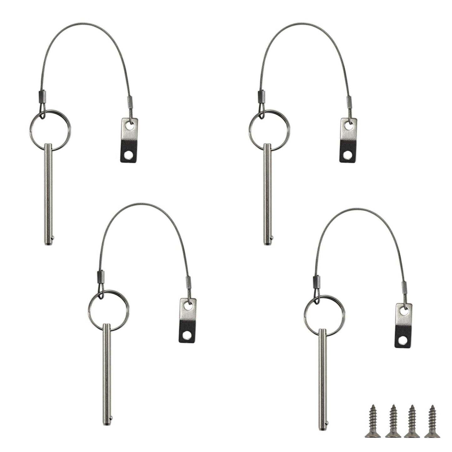 Quick Release Pin, Diameter 1/4"(6.3mm), Total Length 3"(76mm), Effective Length 2.4"(61mm), Full 316 Stainless Steel, Bimini Top Pin, Marine Hardware 4 Pack