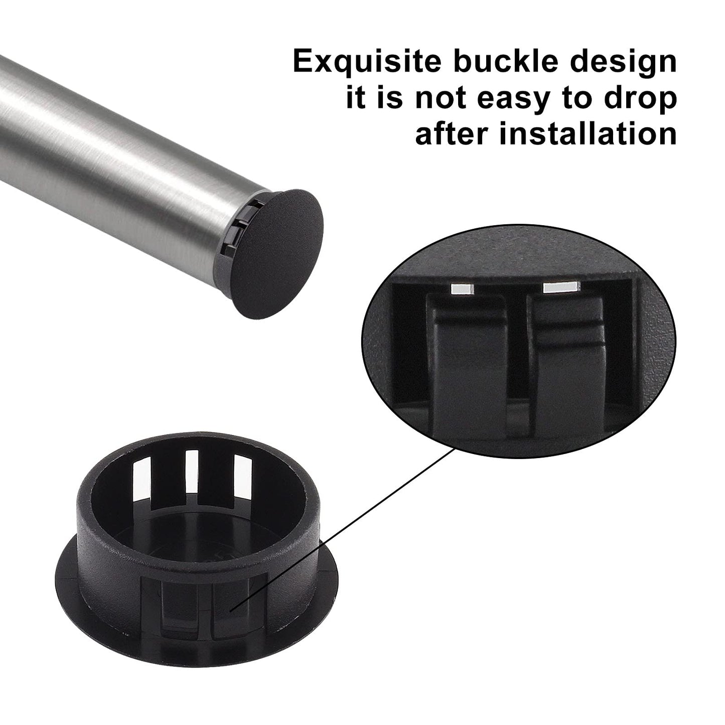 Jersvimc 25Pcs 3/4 Inch(19mm) Black Hole Plug Plastic Hole Cover, Round End Cap Flush Type Tube Insert, Pipe Post Panel Plug for Chair Furniture Glide Protectors