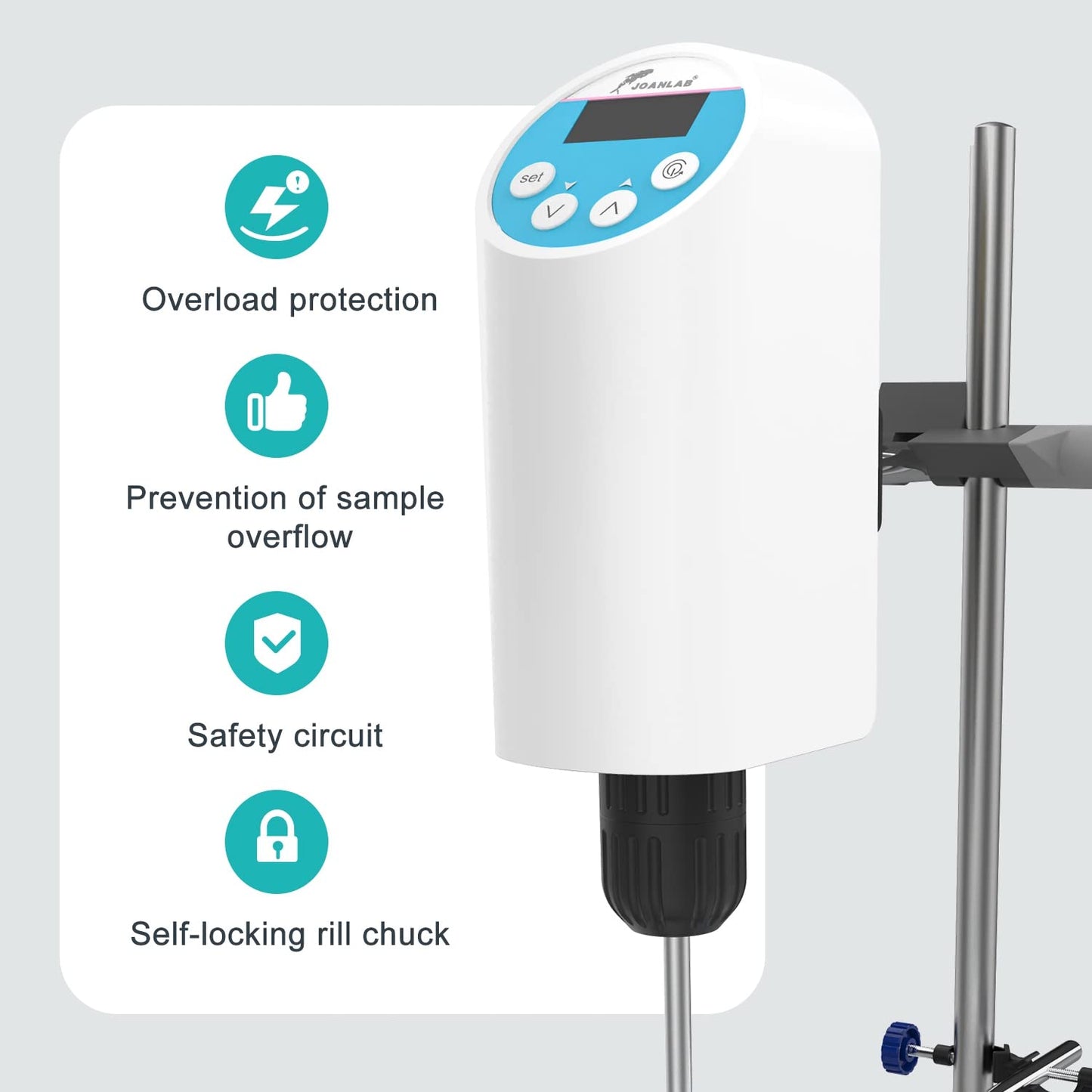 JOANLAB Digital Overhead Stirrer Mixer 10L Electric Laboratory Industrial Liquid Mixer Stirring 10,000mPa.s,100-2000RPM Adjustable