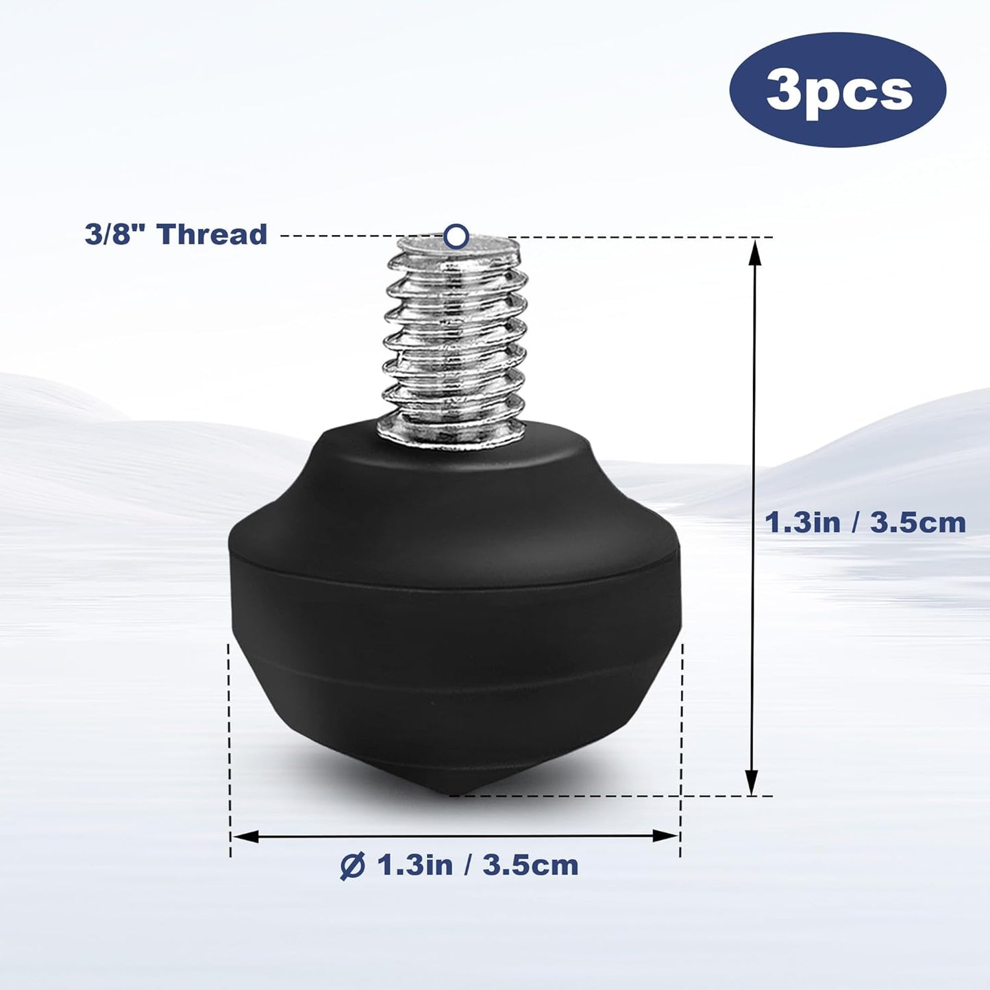 Manbily 3/8" (35mm 35mm)-3 Universal Tripod Rubber Foot Spike, Anti-Slip Rubber Feet for Camera Tripods Monopods