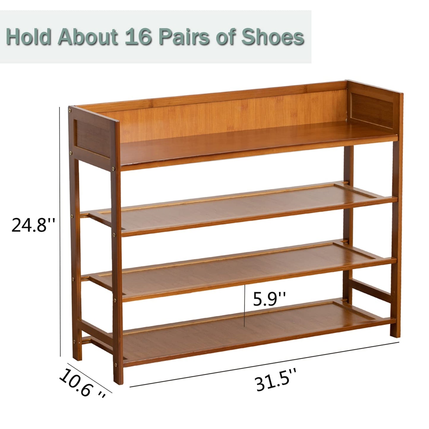 latifolia Bamboo Shoe Rack, 4-Tier Shoe Rack Organizer for Entryway, Living Room(Brown, 31.4''L)