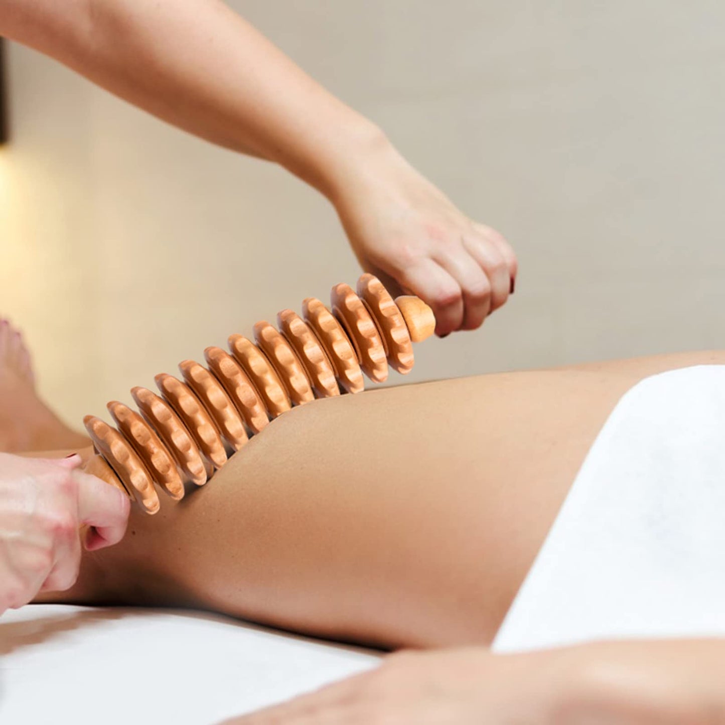 DAOZWUBGIH Curved Wood Therapy Massage Roller Tools,Lymphatic Drainage, Cellulite Massage & Wooden Muscle Roller Stick for Waist and Thigh, Stomach Rolling Massager Tool （with White Box）