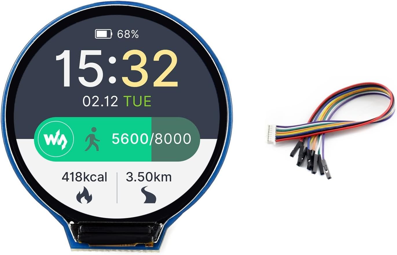 waveshare 1.28inch 240240 65K 4B/3B+/3B/2B/Zero/Zero STM32,Embedded GC9A01 Round LCD Display Module Resolution RGB LCD