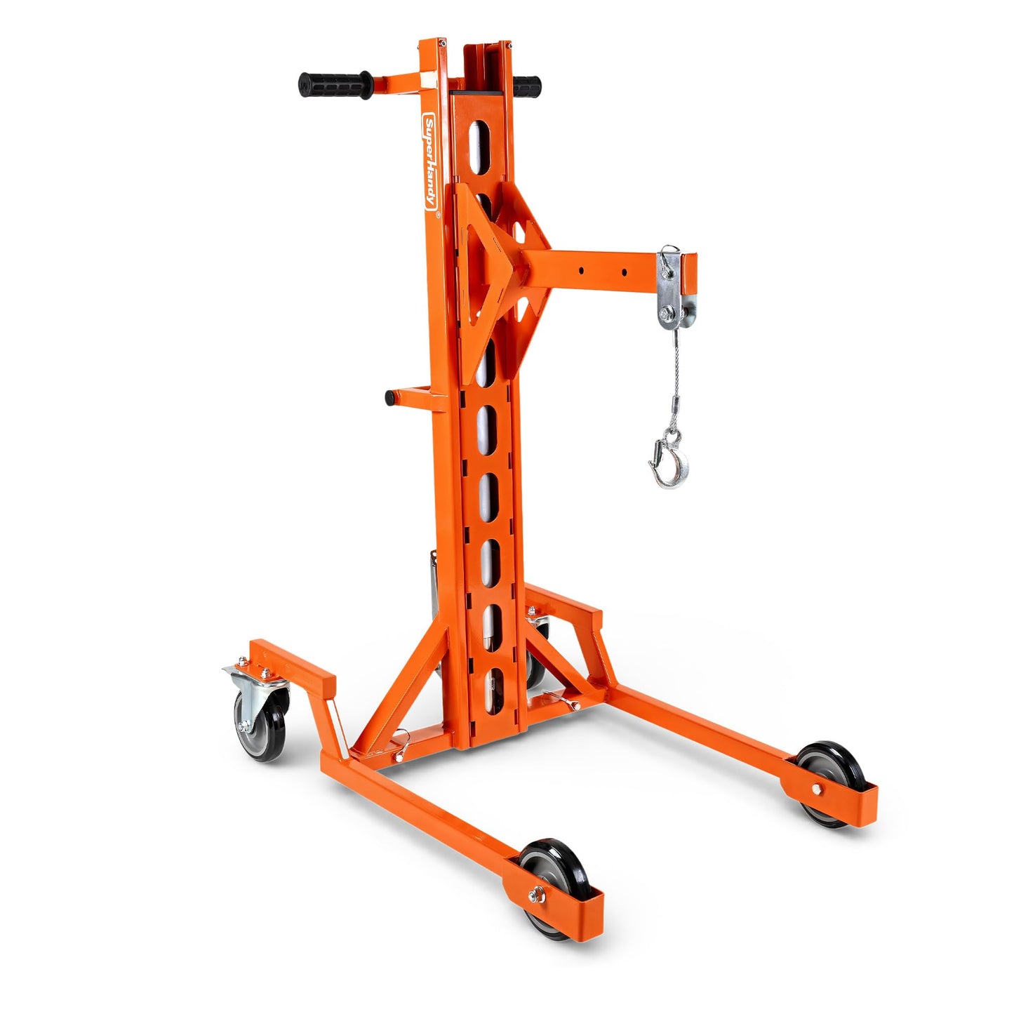 Superhandy Portable Hydraulic Crane Lift, Tool-Free Disassembly, Foot Pedal Operation, 6-Inch PU Wheels with Brakes, No Power Required, for Trucks, Garages & Workshops
