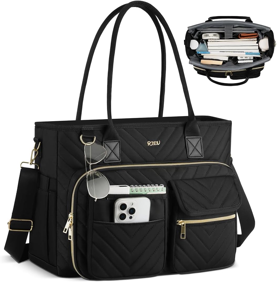 Stylish Teacher Tote Bag for Women - Spacious Work Bag with Laptop Compartment and Shoulder Strap