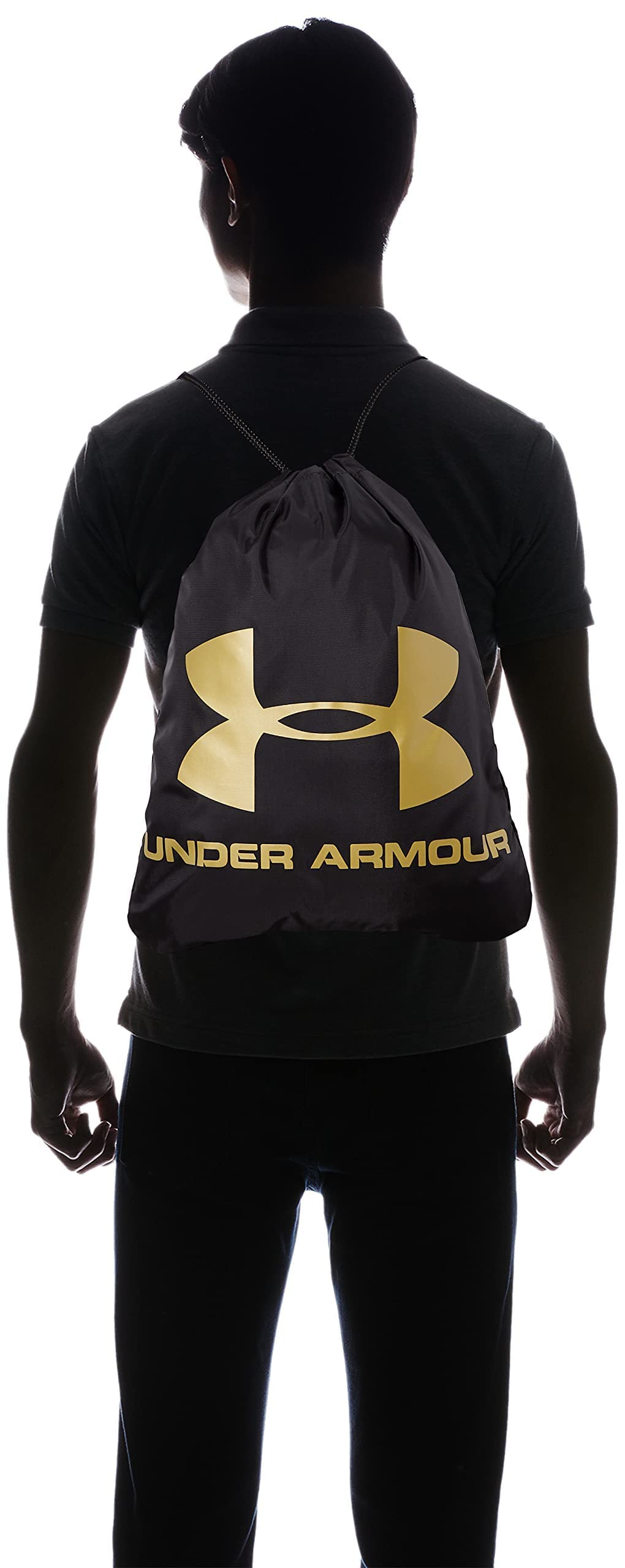 Under Armour Unisex-Adult Ozsee Sackpack , Black (010)/Metallic Gold , One Size Fits All