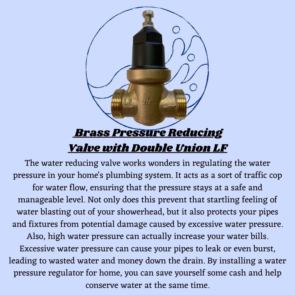 Water Pressure Reducing Valve Double Union Brass Stainless Steel Strainer Threaded (1 1/4)