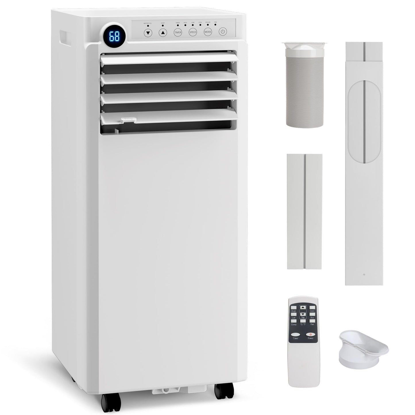8000 BTU Portable Air Conditioner, 3-in-1 Small Portable AC Unit for Rooms to 350 Sq. Ft. with Cooling, Dehumidifier & Fan Modes, Remote, LED Display, 24H Timer, for Bedroom, Office (8000, BTUs)